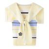 Women Flower Beading Tank Tops Striped Casual Summer Vest Ladies Summer Tops Knit Vest With Cape Knitwear B-091