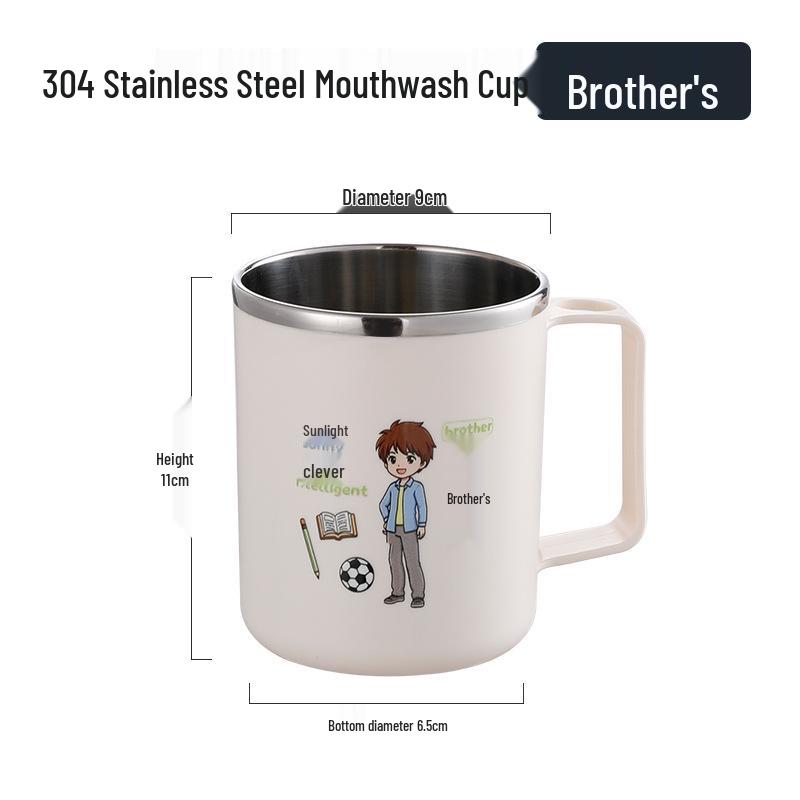 304 Stainless Steel Cartoon Antibacterial Mouthwash Cup for Kids - Durable and Mildew-Resistant