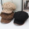 Autumn and winter polka dot octagonal beret women's autumn and winter retro newsboy hat showing face small fashion painter hat British cloud hat