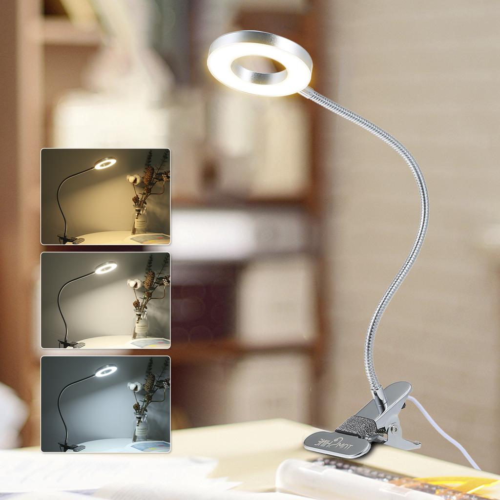 Tomshine Clip-on USB Table Lamp with 3 Color Modes & Adjustable 10 Brightness Eye-caring Dimmable