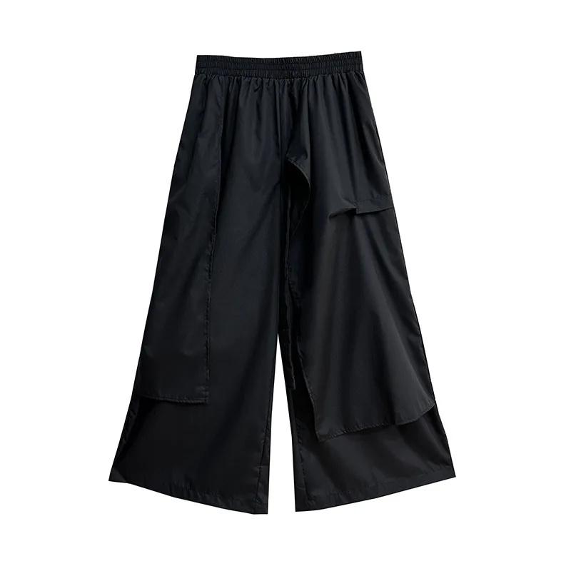 

XITAO Женские брюки на шнуровке в стиле пэчворк с широкими штанинами ZY8824 One Size чёрный