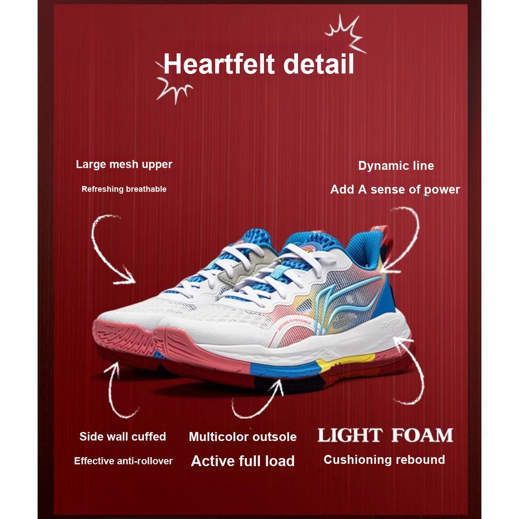 Li Ning Dětské boty na dlouhou pěst V2 Lehká pěna Protiskluzové Ochrana proti kopům Tlumící Nárazuvzdorné Odolné prodyšné Odrazové Nízké basketbalové boty YKBU026-41