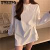Round Neck T-shirt for Women Autumn New Style Long Sleeved Student Solid Color Base Shirt Casual Top