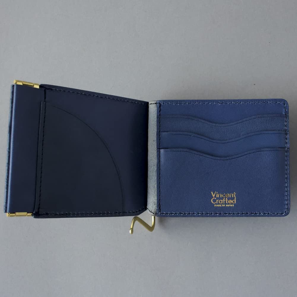 VINCENT CRAFTED Japanese Tochigi Leather Wallet with Money Clip, Bifold Wallet, Compact Wallet, Mini Wallet, Small Wallet for Men and Women, with