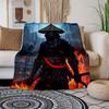 "Samurai Warrior with Katana - Fantasy Art Print"Blanket Flannel Throw Blanket for Sofa, Bed, Travel, Camping, Office, Couch, Chair, And Bed