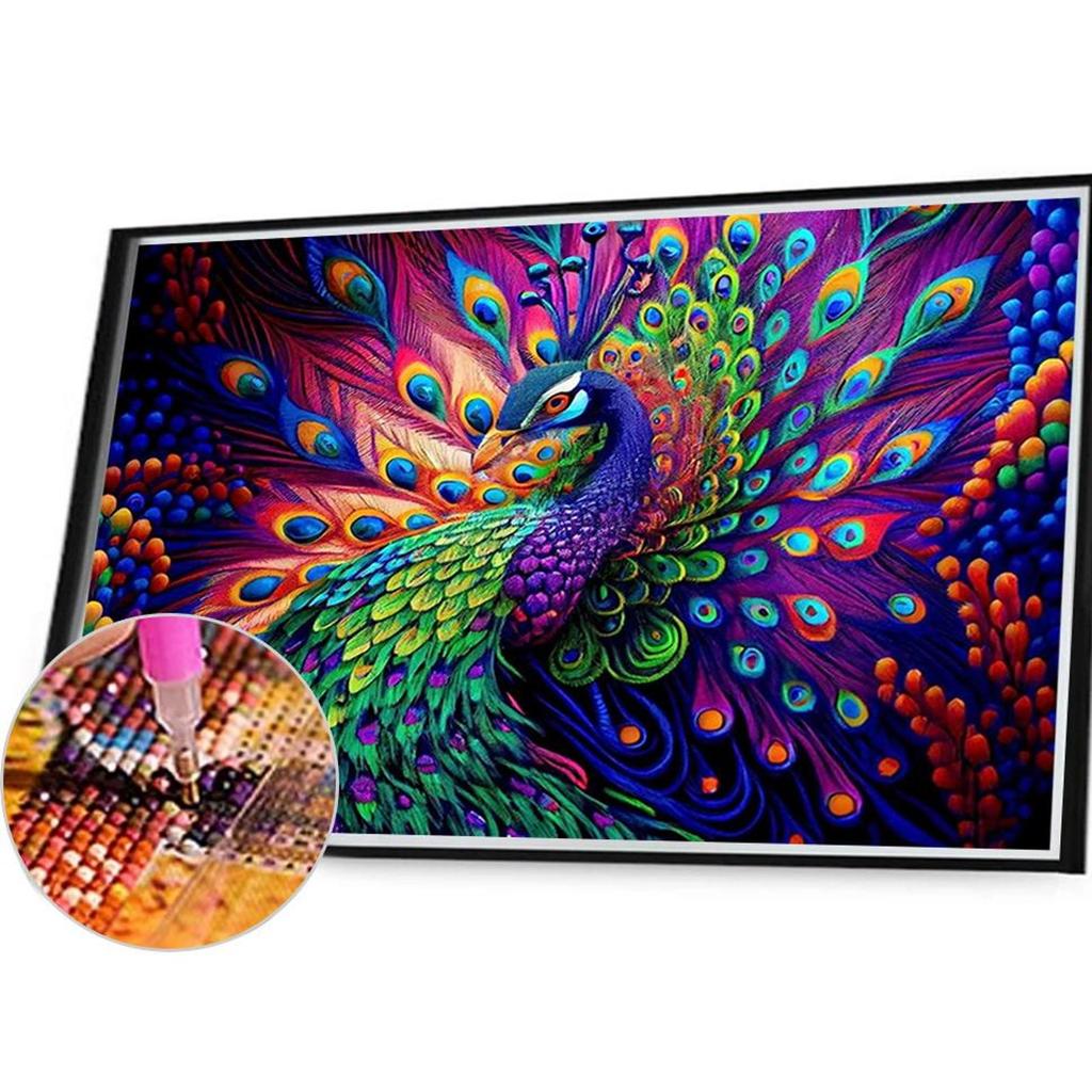 5D DIY Vollquadratbohrer Teilweise AB-Bohrer Diamantmalerei Pfau Dekor 45x35cm