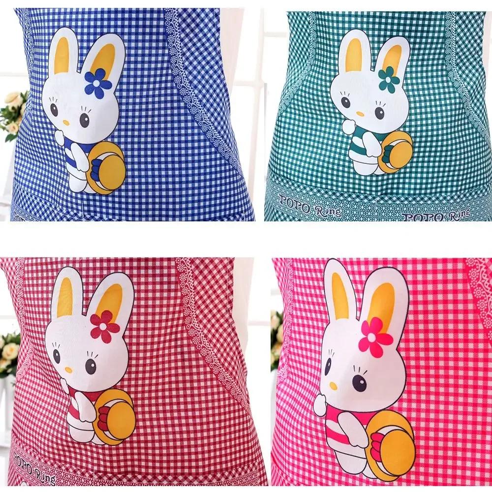 Cartoon Kitchen Cooking Apron Rabbit Sleeveless Double Pocket Household Cleaning Aprons for Adults Women Lady Cloth Protect