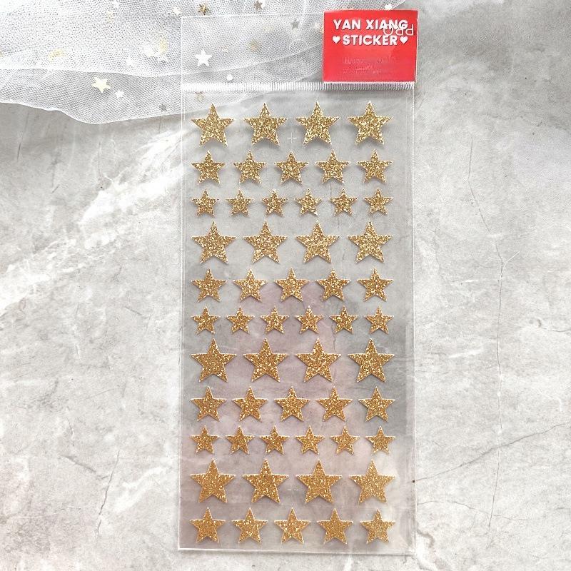 Gold Glitter Spark Heart Star Animal Cown DIY Stickers Self-adhesive New Year Gift for Kid Face Scrapbook Decora Bright Stickers