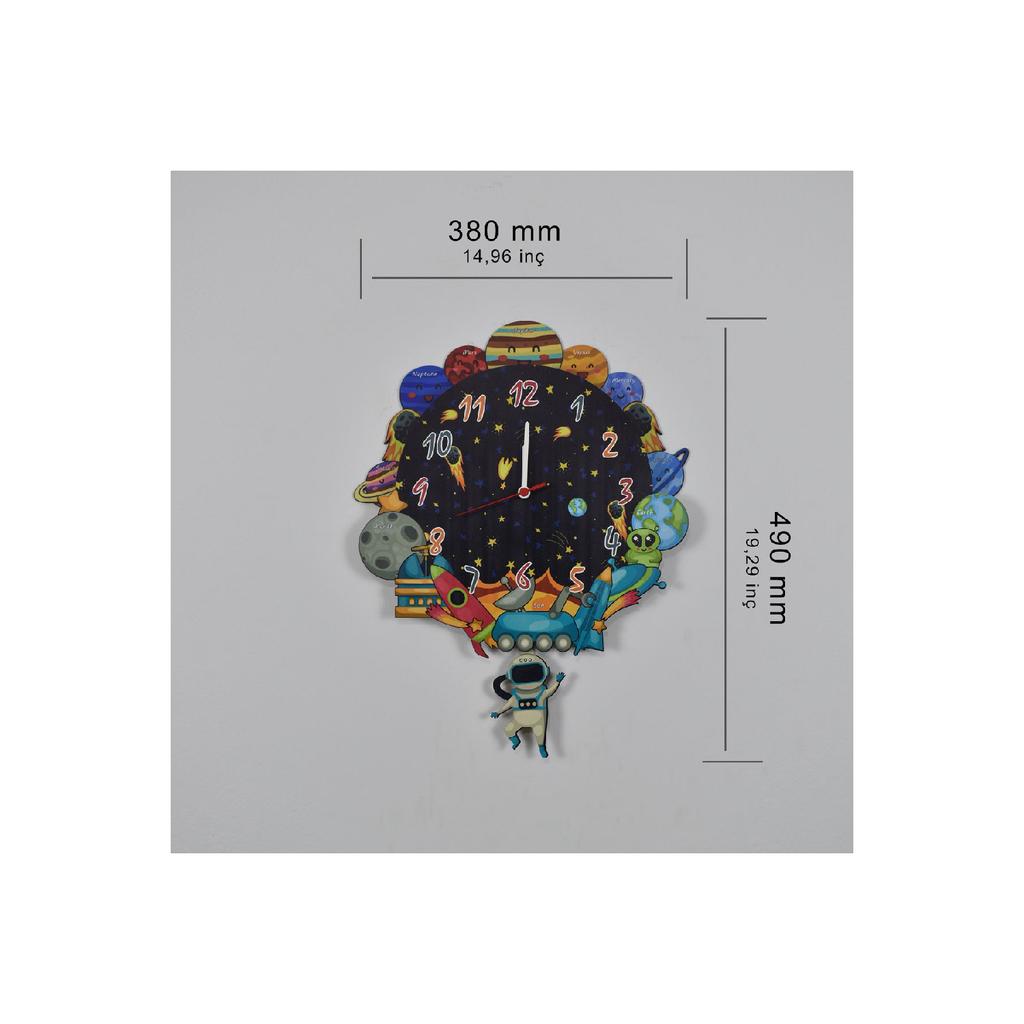 3d Wooden Space And Planets Children's Room Wooden Wall Clock Elf-2312023