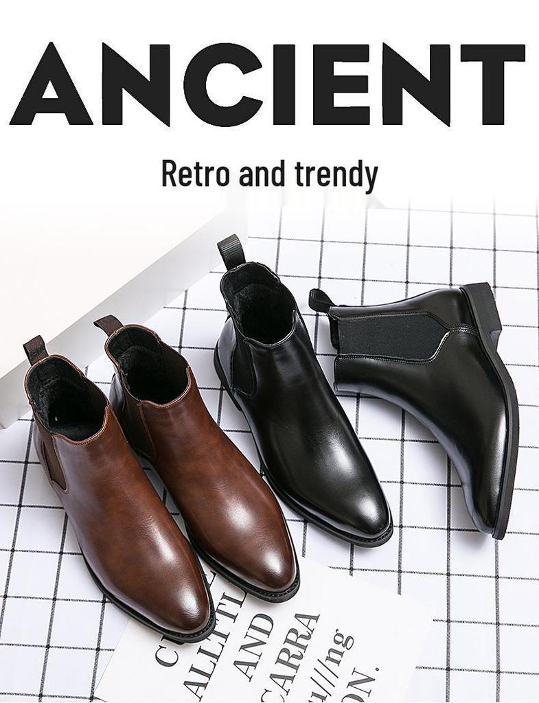 Men's Large Size Plus Velvet Chelsea Boots: European & American Style, Slip-On, Cross-Border Fall/Winter Fashion