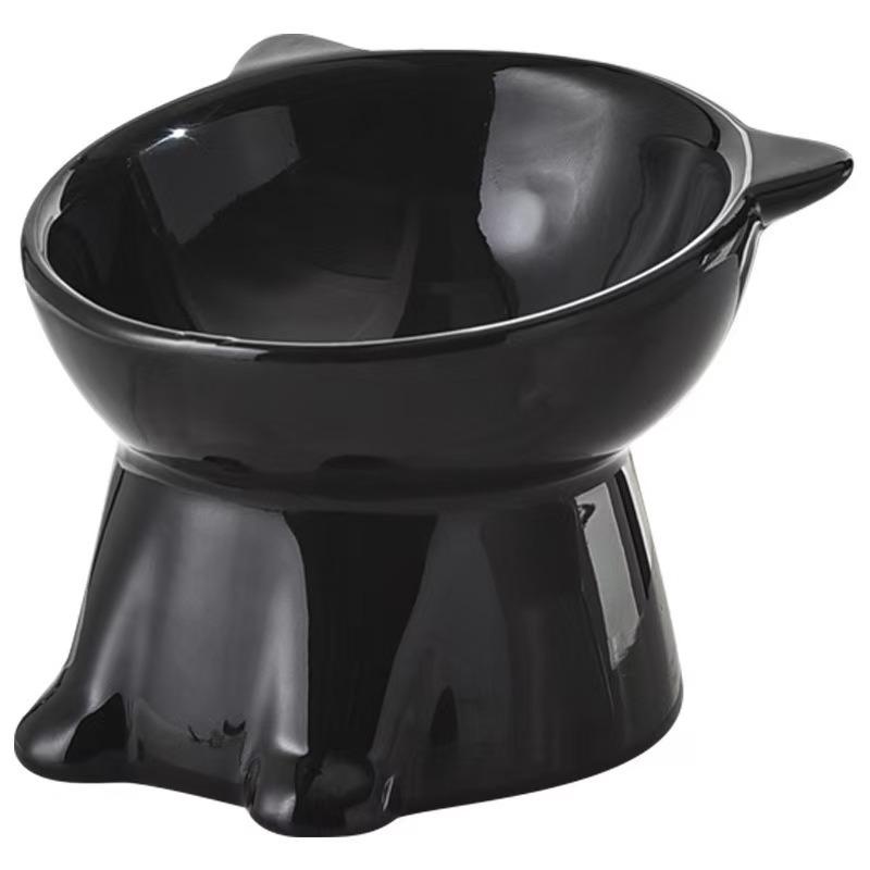 2 Pcs Elevated Cat Bowl Anti-Tip Plastic Raised Pet Feeding Dish with Tilted Edge Neck Protection Kitty Food Bowl Pet Supplies