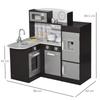 Wooden Toy Kitchen for Children with 14 Accessories, Oven, Sink, Fridge and Microwave, Age 3+ Years, 86x64x84.5cm, Silver and Brown