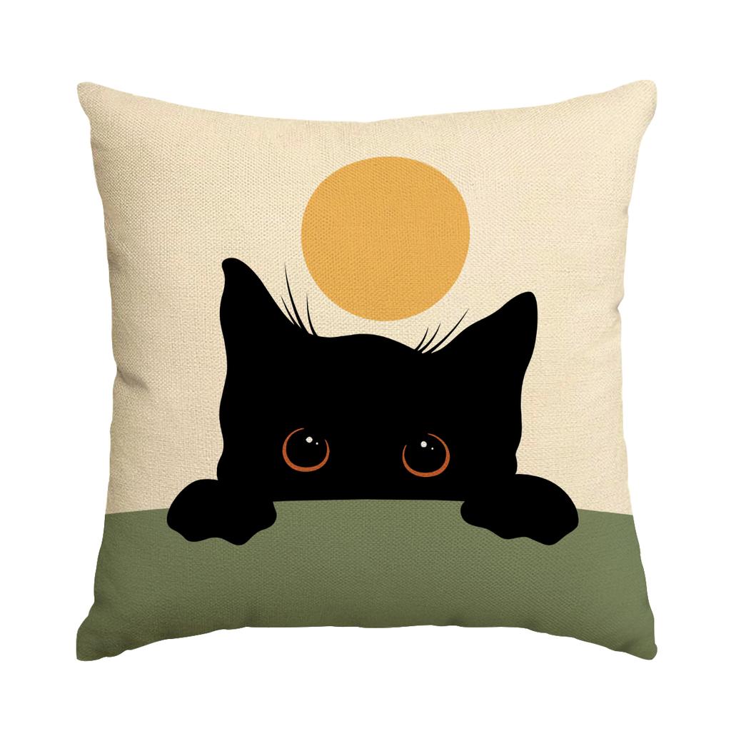 1/4Pcs Cute Cat Pillow Cover, Abstract Cartoon Animal Printed Sofa Cushion Cover, Sofa Bedroom Living Room Decoration