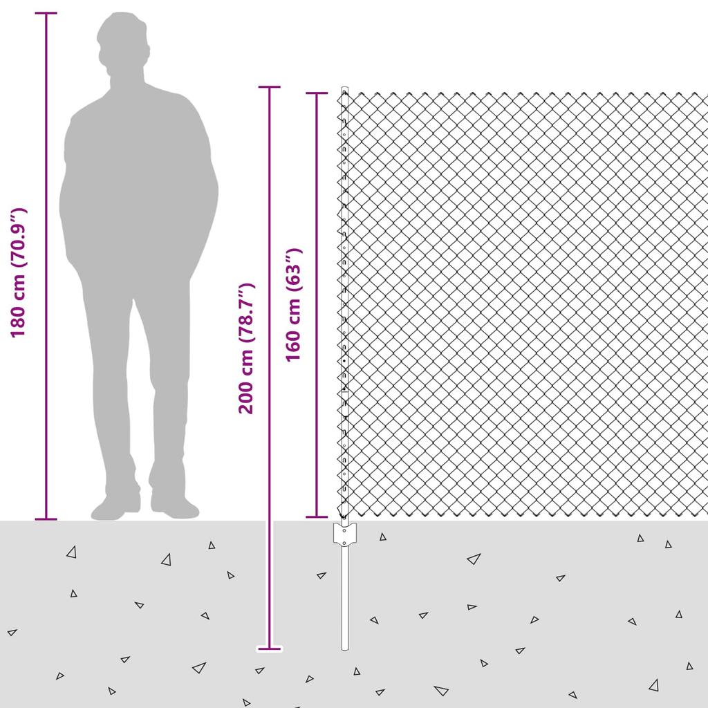 Chain Link Fence with Posts 10 X 1.6 M (W X H)