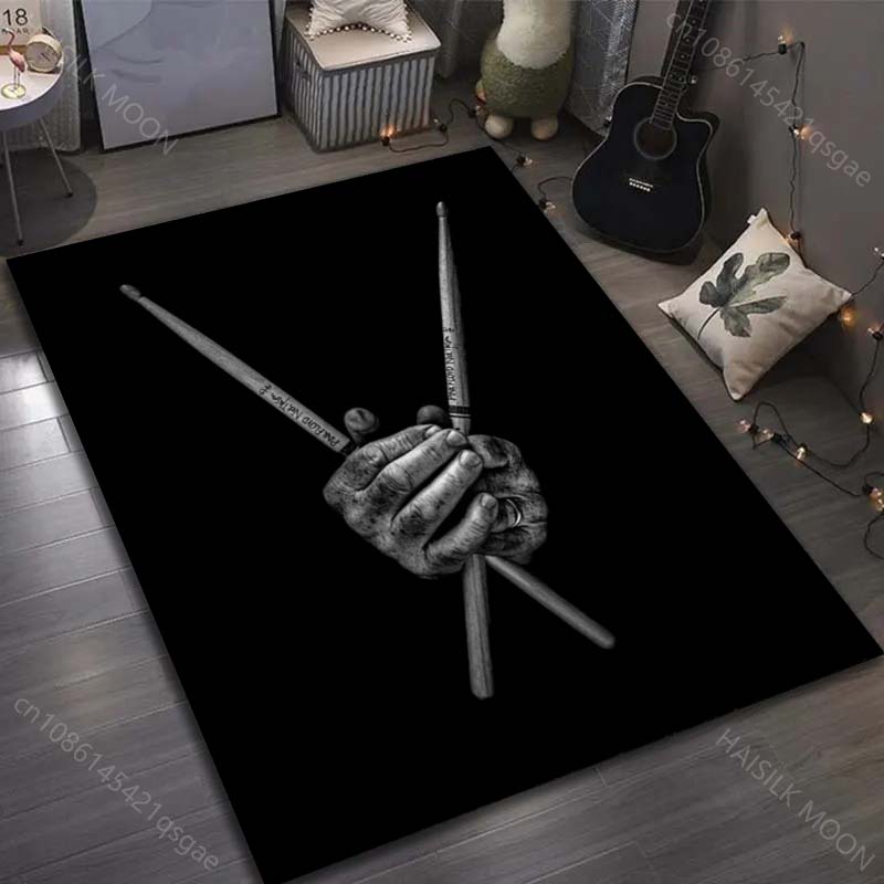 

Drum Set and Drumstick Art Print Carpet for Living Room Bedroom Bedside Sofa Table Floor Mat Home Area Rug Decor Large Size 40x60cm (16x24in)