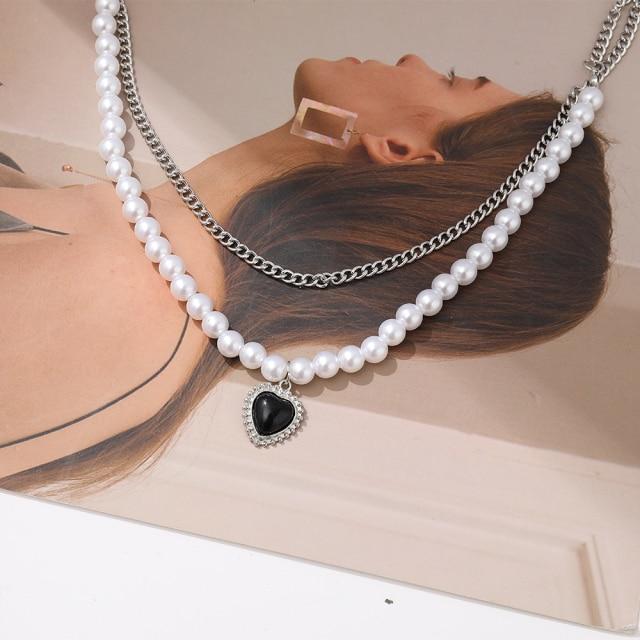 Kpop Heart Chain Choker Necklace For Women Collar Goth Necklaces Aesthetic Jewellery Christmas Party Girl Halloween New Chocker