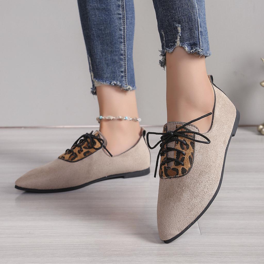 Fashion Autumn New Pointed Toe Shallow Casual Shoes Women Flat Comfort Lace-up Shoes Breathable Anti-slip Sneaker Zapatos De Mujer