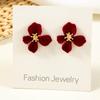 Fashionable Retro Red Velvet Flower Zinc Alloy Stamen Earrings for Women, Jewelry, Parties, Daily Matching Gifts