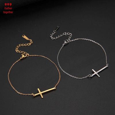 Trendy Glad Kruis Roestvrijstalen Armband – Stijlvol Handjuweel Cadeau