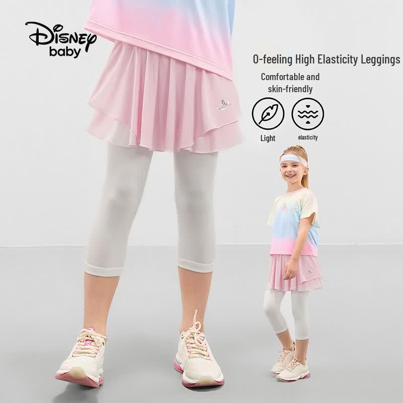 Disney Girls Double-Layer Ruffle Faux Two-Piece Capri Leggings Skirt 130