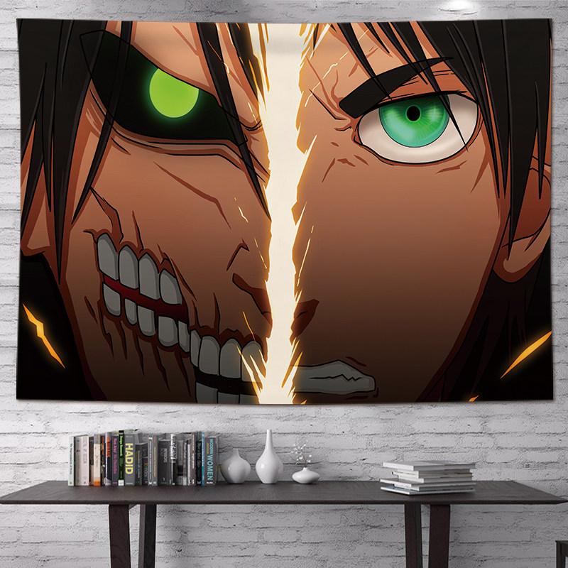 Vertical Attack On Titan Anime Tapestry Cartoon Wall Art Hanging For Bedroom Dorm Living Room Home Decoration