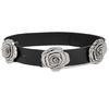 Decorative Rose Pattern Wide Belt Adjustable Waist Strap For Women Soft PU Leather Retro Design Daily Suit Dresses