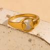 E.B.belle Mixfarbe Minimalistischer Stil Spleißkreisring Stapelbarer Schmuck 316L Edelstahl 18 Karat Gold Charm Hypoallergen
