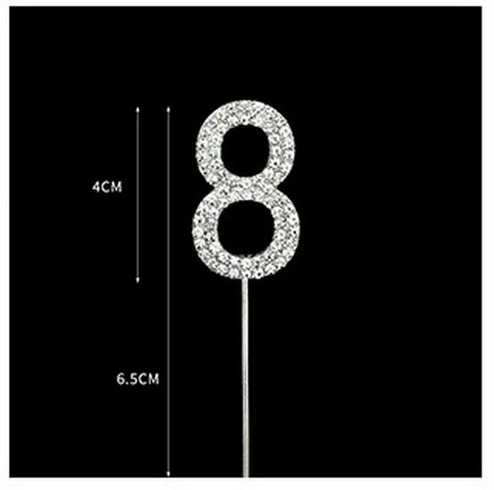 Creative Alloy Rhinestone Number Cake Topper for Birthday Decoration (0-9)