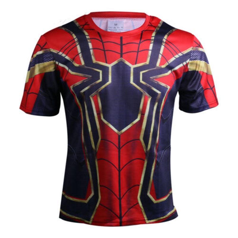 Marvel Mens Superhero Compression T Shirt Sports Fitness Gym Tops Spiderman Tee