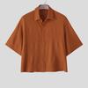 INCERUN Oversized Men Lapel Neck Short Sleeve Cropped Casual Loose Shirts