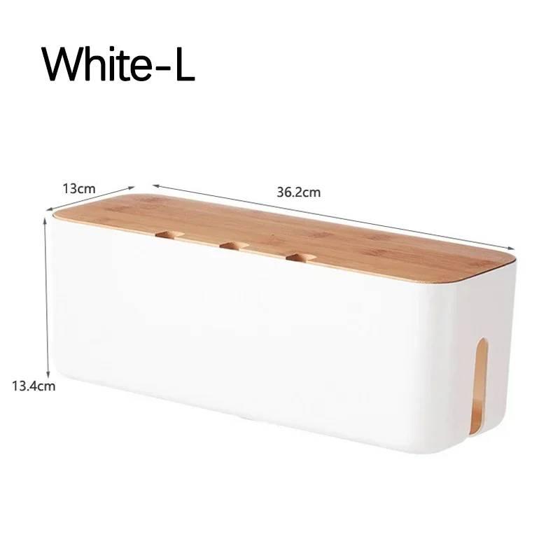 Boîte de gestion de câbles avec couvercle en bambou, Boîte de jonction pour fils, Boîte de rangement, Cache-fils, Multiprises, Organisateur de câbles de bureau pour ordinateur