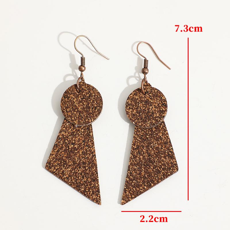 New Vintage Cork Dangle Earrings Geometric Design Retro Vacation Vibe Versatile Elegant Slim Face Ear Accessories For Ladies