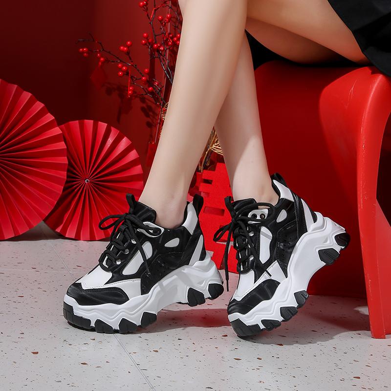 Fashion 7cm New Women High Top Sneakers Height Increasing Platform Casual Dad Shoes Spring Thick Sole Breathable Mesh Sport Shoes Woman