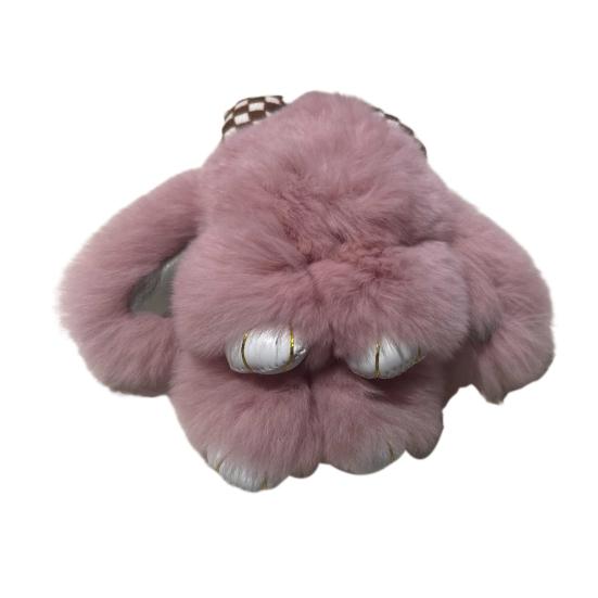 Плюшевый брелок-бантик с кроликом, пушистый кролик из искусственного меха, кукла-животное, ключ коричневый