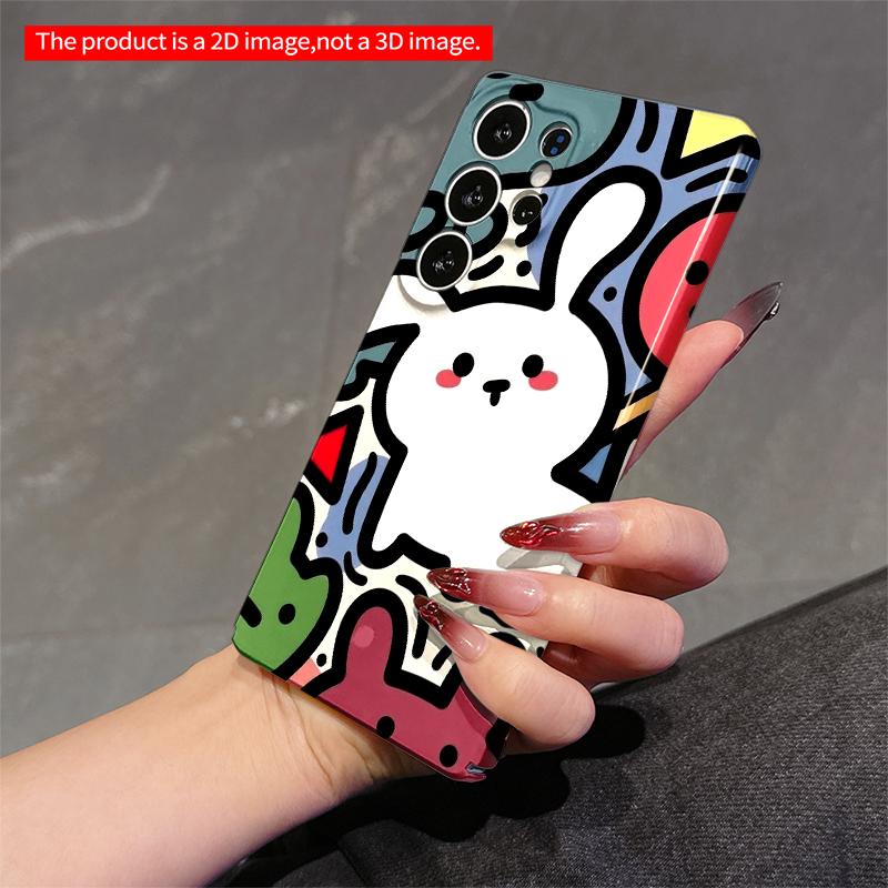 2DFlat Samsung Phone Case Cute Bunny Cartoon Pattern Phone Case Applicable To Galaxy S22 S23 S24 S25ULTRA S26 A12 A13 A14 A15 A16  A34 A35 A54 A55