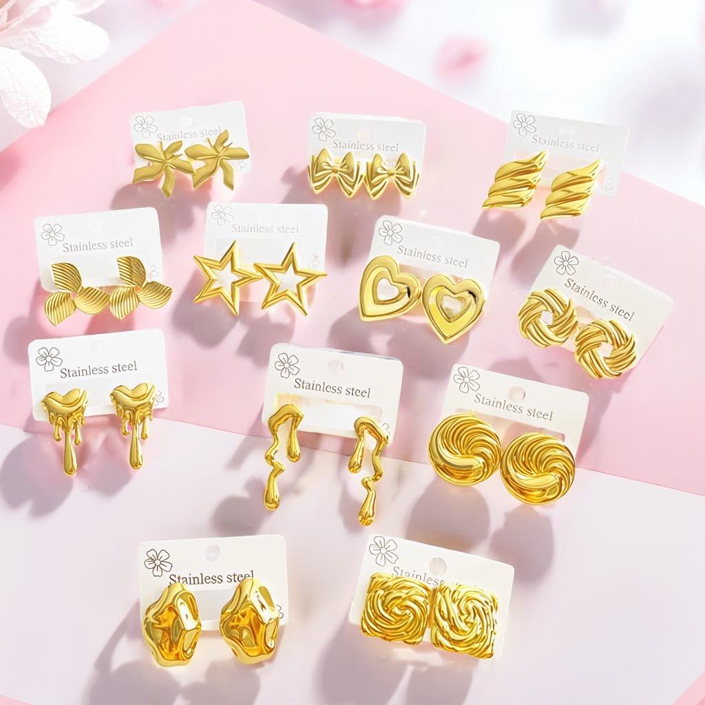 Classic Multi-Style Vintage Earring Water Drop, Leaves,Stud Earrings for Women Irregular  Geometric Woven Twisted Design Jewelry