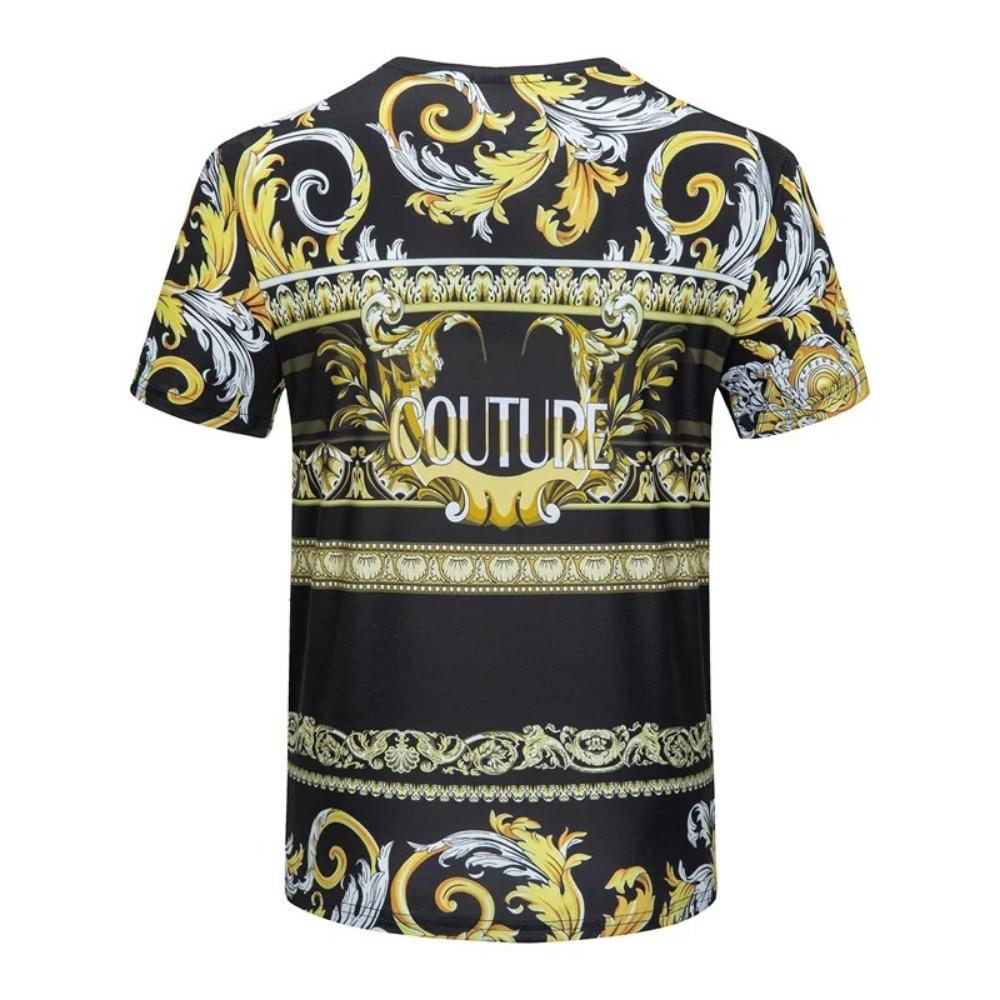Men's and Women's Summer T-shirts 3D Printed Baroque Royal Luxury Small Floral Round Neck Short Sleeve Loose Oversized Nice Top