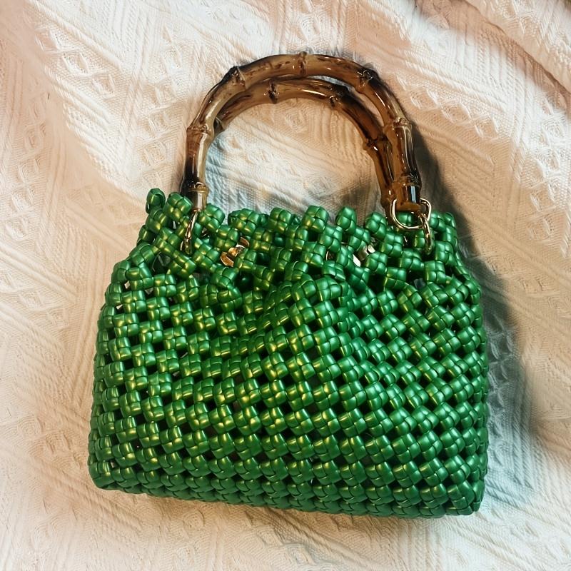EcoChic Handmade Woven Bag Handles | Resin Bamboo-Style Crafted Plastic Carry Loops, DIY Replacement Handles for Handbags