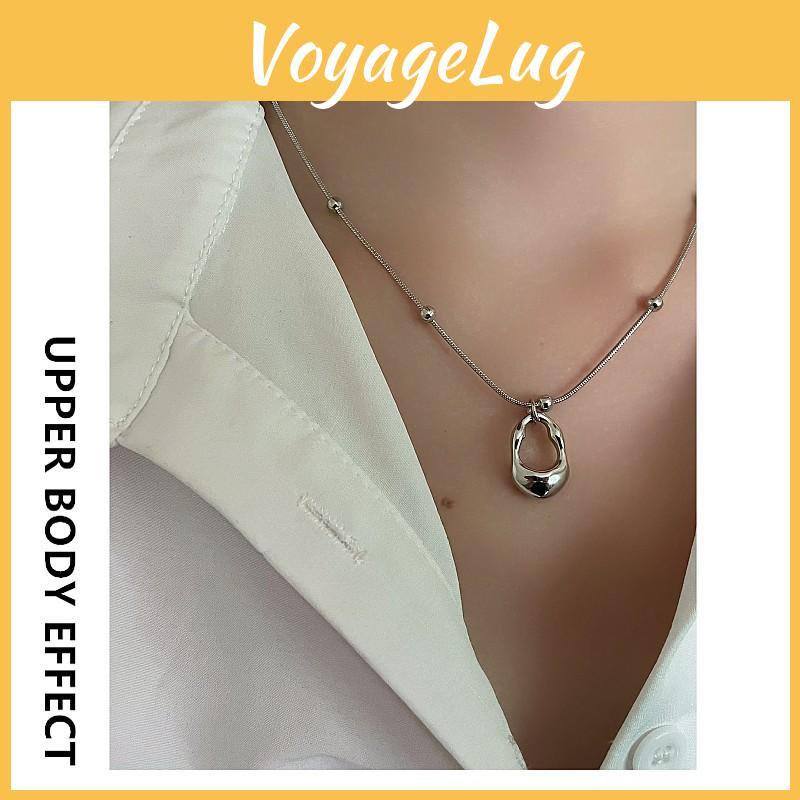 Geometric Water Drop Titanium Steel Necklace With Polished Finish For Unisex Stylish Collarbones