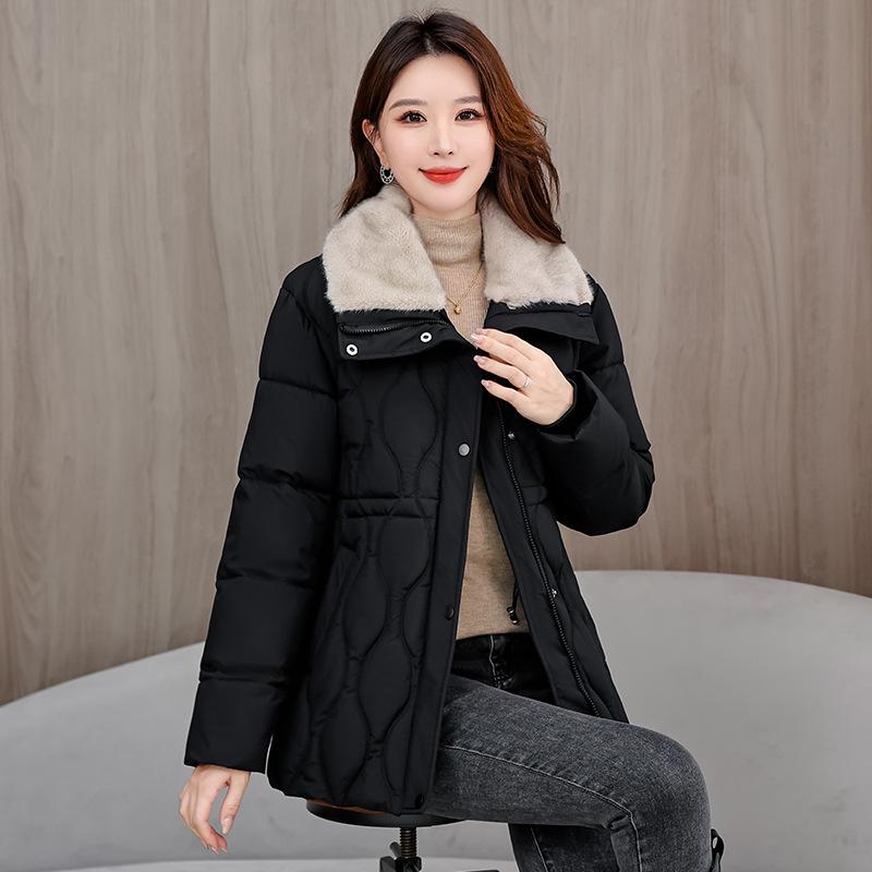 Women's cotton-padded clothes winter new thickened down cotton-padded jacket drawstring waist thin small medium and long cotton-padded jacket tide