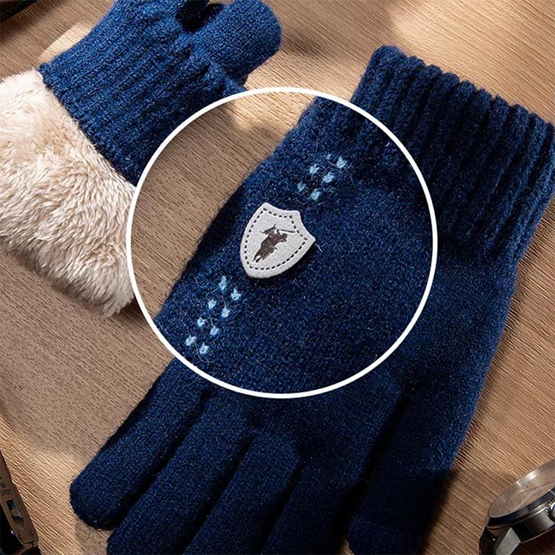 Neue Herren-Warmhandschuhe für den Winter, Touchscreen, plus Samt, verdickt, kältefest und warm, Wollstrickhandschuhe