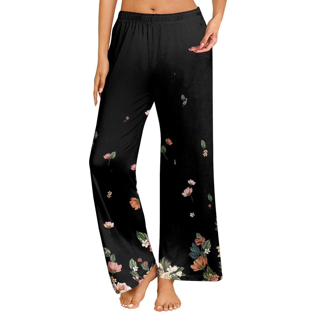 Women's Printed Casual Elastic Waist Comfortable Straight Tube Loose Pants