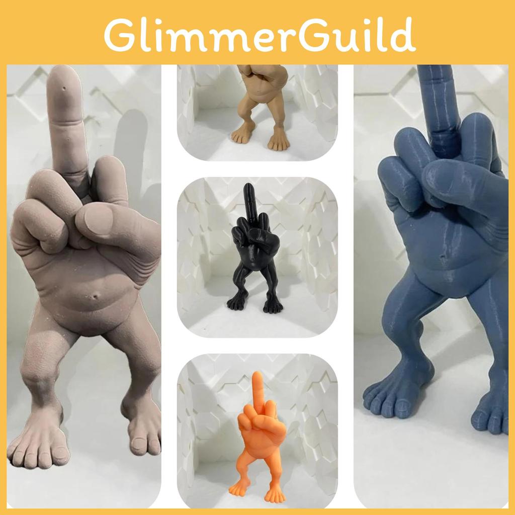 Creative Navy Blue Office Desk Decoration Humorous Middle Finger Resin Figurine