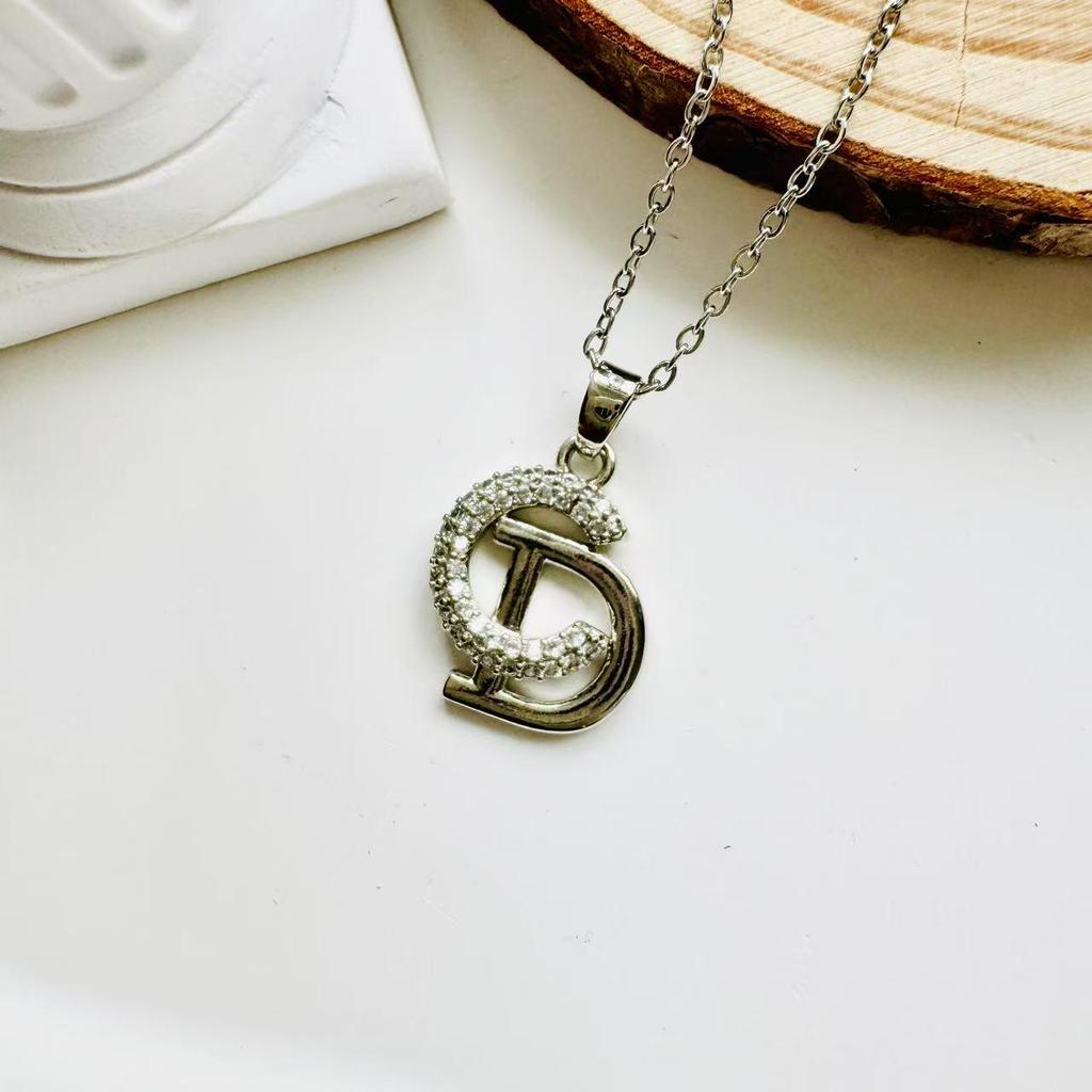 Retro INS Style Multicolor Zircon French Peach Heart Necklace with Diamonds and Titanium Stainless Steel