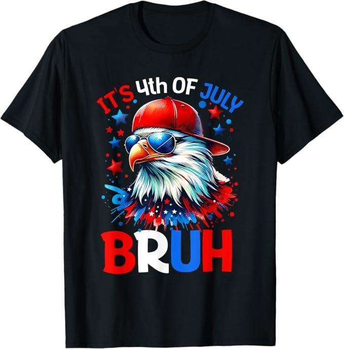 

Bruh 4th Of July Boys Kids Fourth Of July Bald Eagle T-Shirt 2XL
