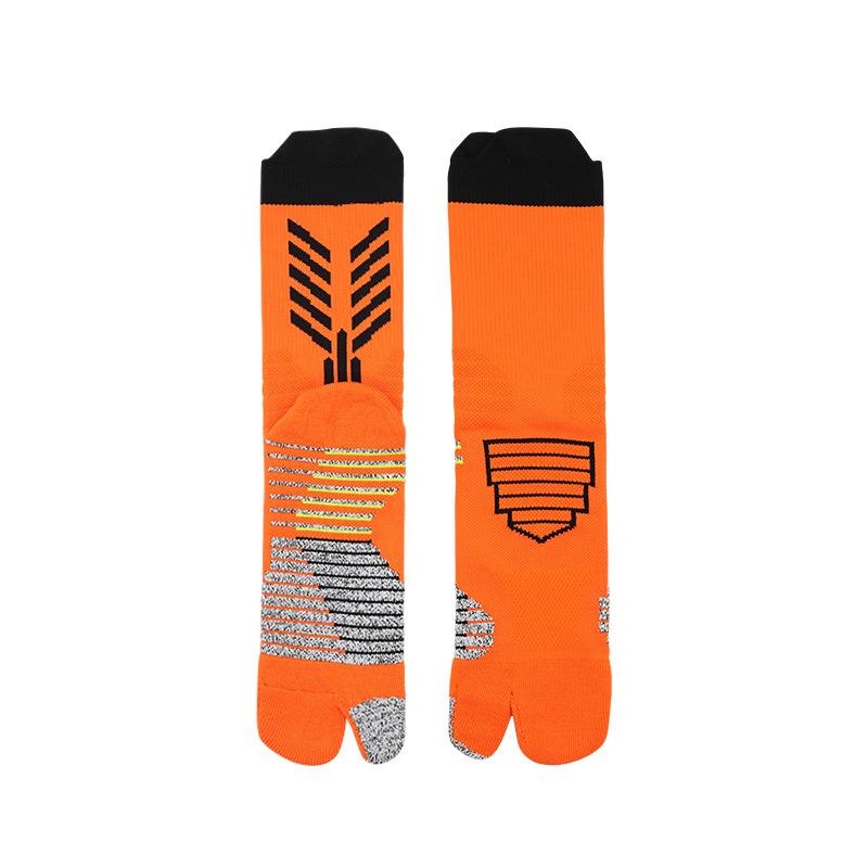 

Two-Finger Sports Socks Professional Game Training Towel Bottom Football Socks Anti-Friction Quick-Drying Medium Tube Two-Toe Socks L one size fits all 39-44 помаранчевий