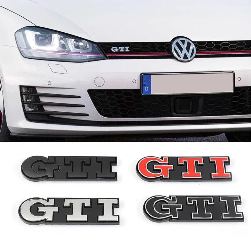 Opq1 Car Front Grille Badge Metal GTI Logo Sticker For VW GTI Polo Golf 5 6 Passat B3 Scirocco Tiguan Jetta Touareg Beetle Touran CC