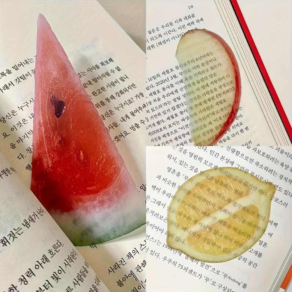 Transparent Fruit Slice Bookmarks PVC Watermelon Lemon Apple Design Durable Page Marker for Books Journals Office Classroom Gift