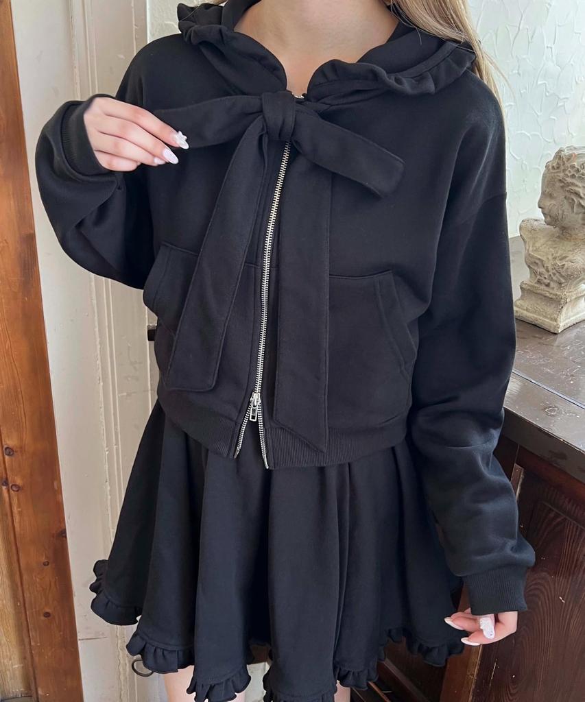 WEGO PHILLY Big Ribbon Size Black Hoodie, Women's, F,