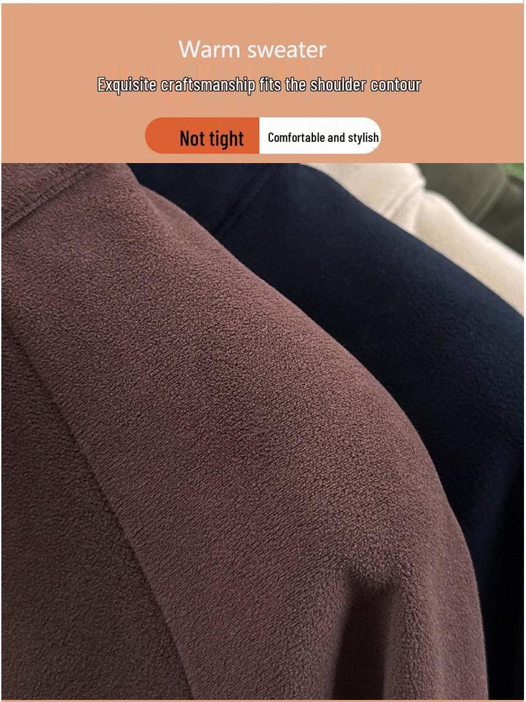 Men's Half-Zip Oatmeal Fleece Wool Hoodie, Autumn/Winter, Stand Collar, Fashionable & Versatile Long Sleeve